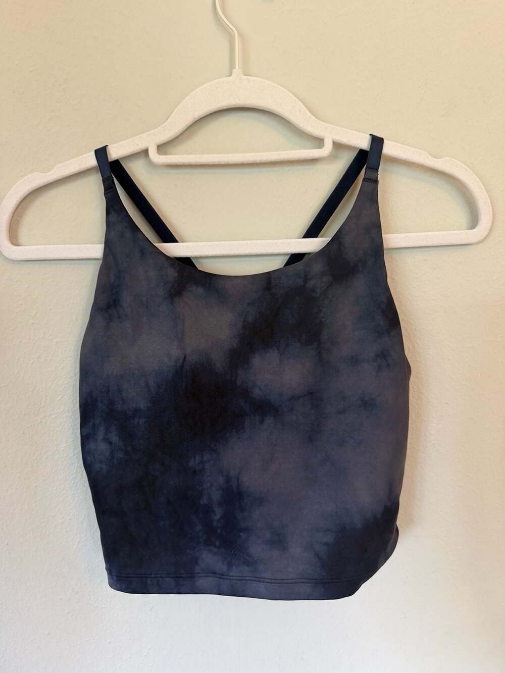 GapFit Recycled Power Adjustable Strap Sports Bra Crop Top - Navy Tie Dye